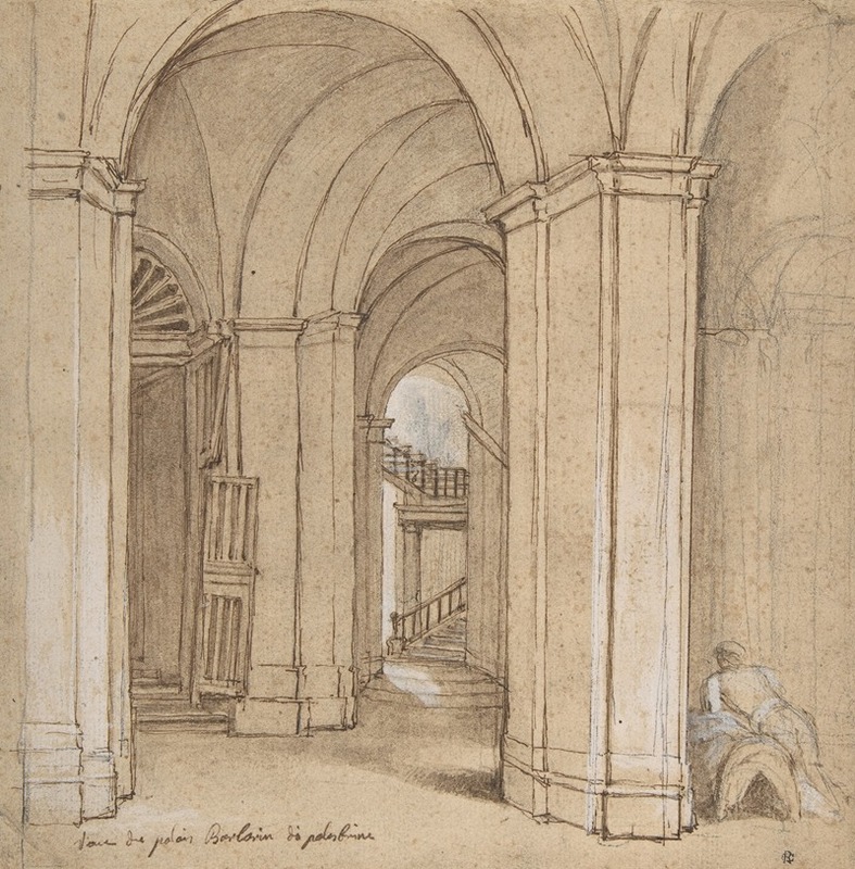 Charles-Joseph Natoire - Staircase in the Palazzo Barberini, Palestrina