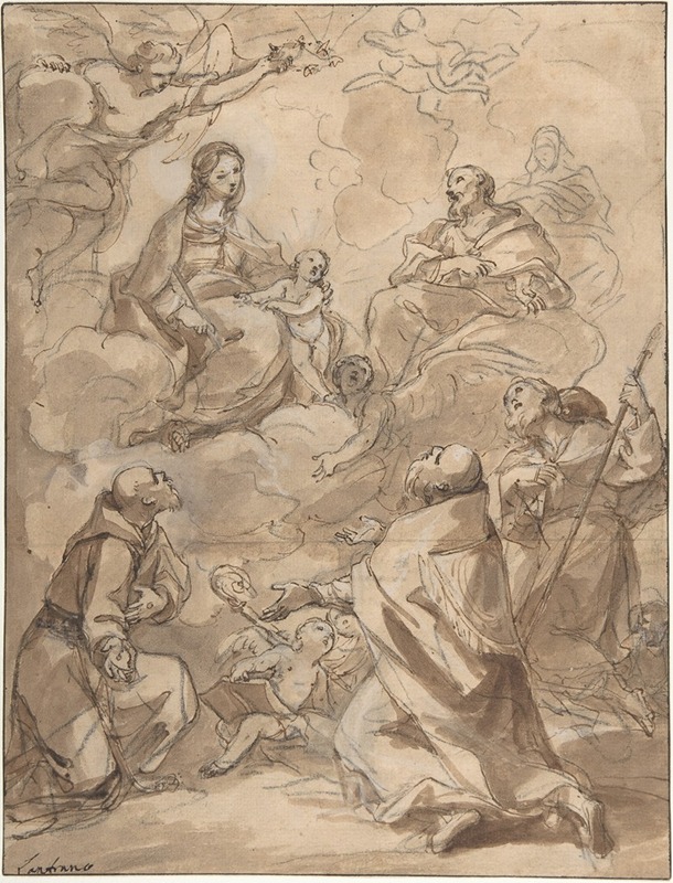 Charles-Joseph Natoire - The Holy Family Appearing to St. Francis, St. Augustine, and St. Roch