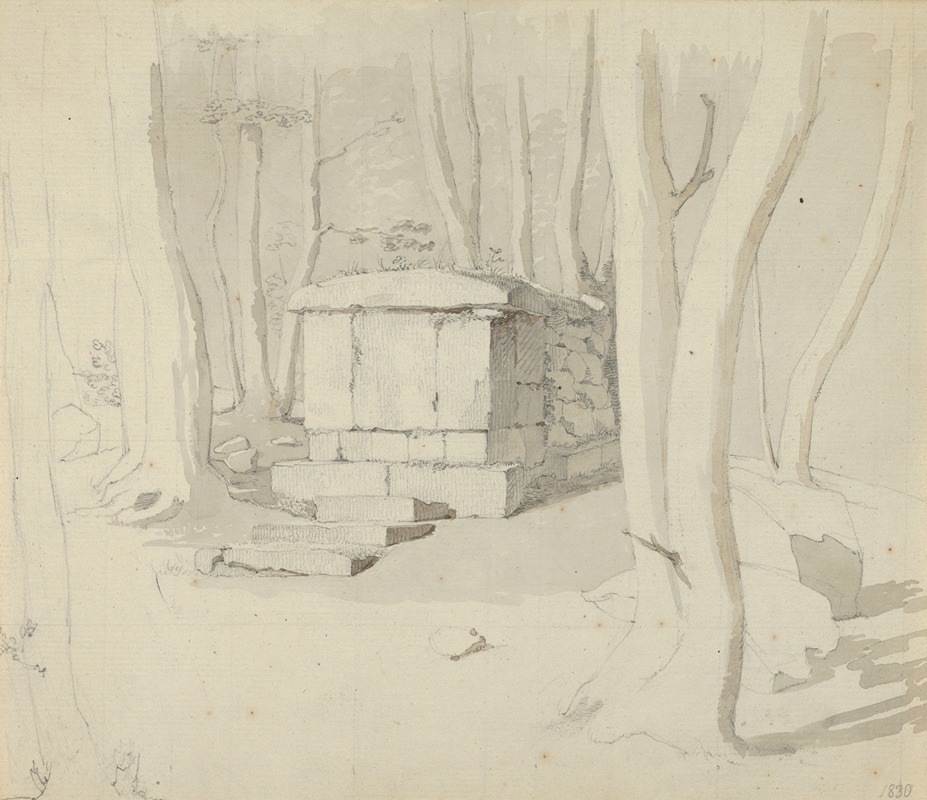 Christen Købke - A Stone Tomb in a Forest
