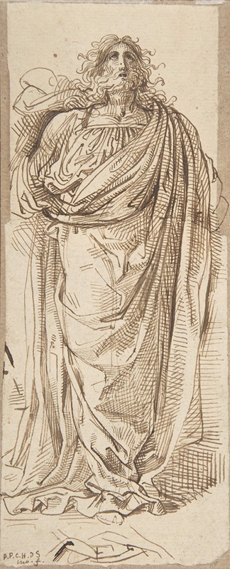 David Humbert de Superville - A Draped Bearded Man Looking Up