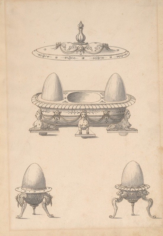 Erasmus Hornick - Design for Parade Egg Cups and Combined Egg Cup and Salt Cellar with Lid