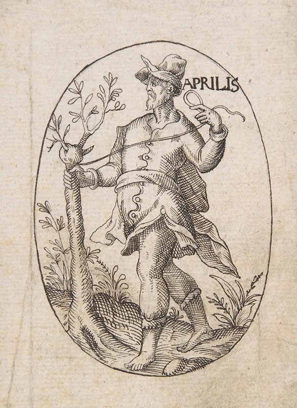 Erasmus Hornick - The Month of April; Man Grafting a Branch onto a Tree
