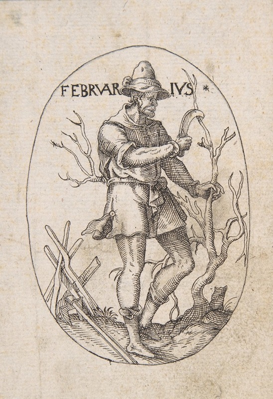 Erasmus Hornick - The Month of February; Man Pruning a Tree