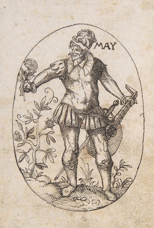 Erasmus Hornick - The Month of May; An Elegant Man Holding a Flower and Lute