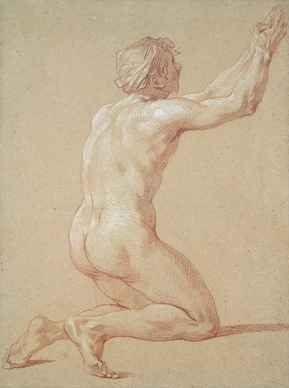 Etienne Jeaurat - Kneeling Nude Youth with Raised Clasped Hands