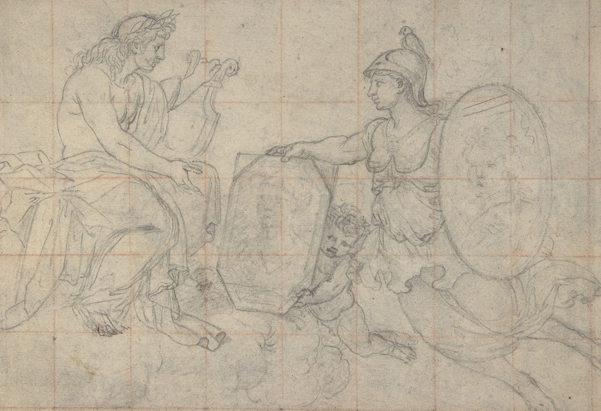 Eustache Le Sueur - Minerva Presenting Two Portraits to Apollo