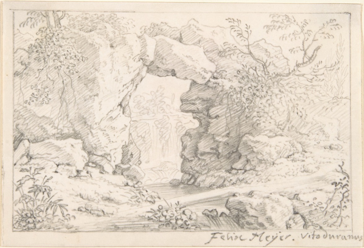 Felix Meyer - Landscape with a Natural Arch and a Waterfall