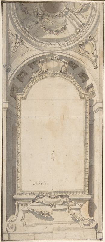 Flaminio Innocenzo Minozzi - Architectural Design with an Altarpiece Framed in a Niche and Surmounted by a Dome
