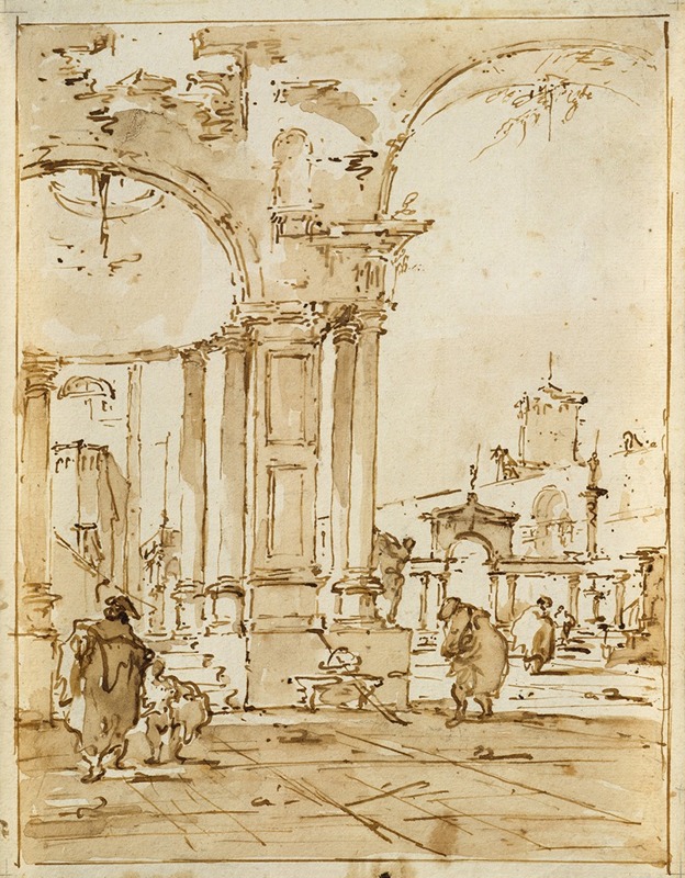Francesco Guardi - An Architectural Capriccio, with Classical Ruins