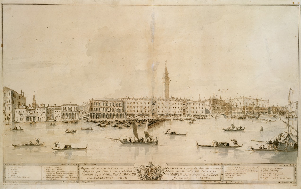 Francesco Guardi - Panorama of Venice from the Bacino di San Marco, Including the Project for the Proposed Teatro Manin