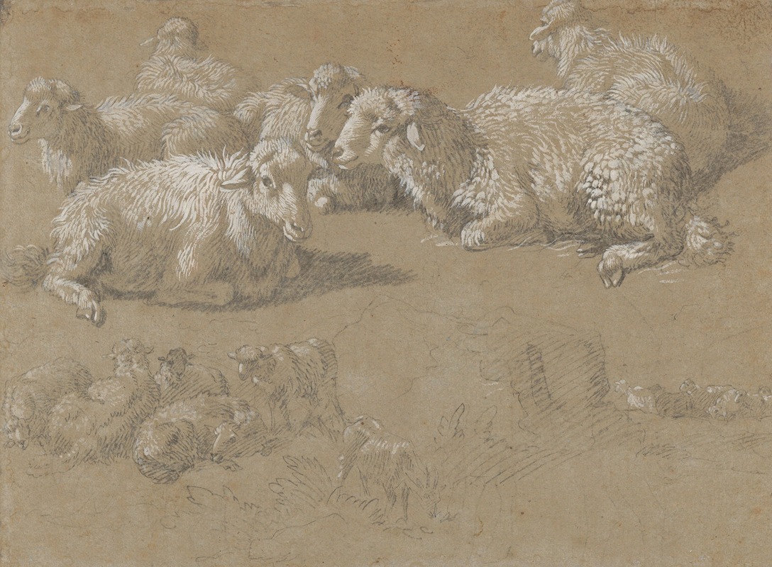 Francesco Londonio - Reclining Sheep in a Landscape