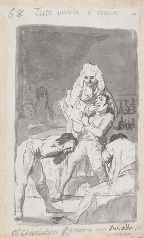 Francisco de Goya - A charlatan extracting a tooth from a patient’s mouth, figure in the foreground vomiting