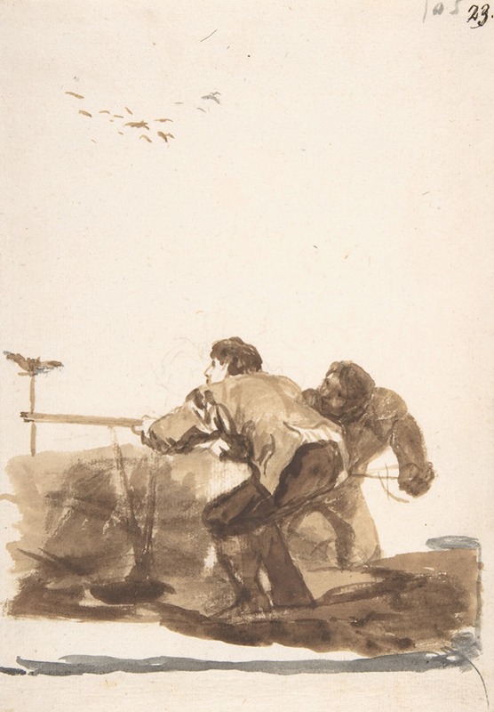 Francisco de Goya - Men hunting birds using a decoy