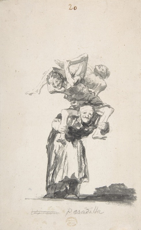 Francisco de Goya - ‘Nightmare’; an old woman carrying figures on her back