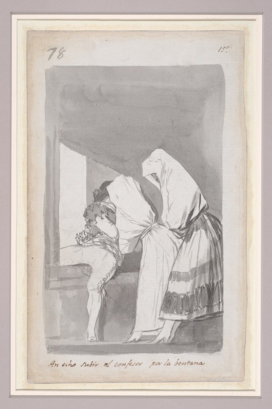 Francisco de Goya - Two women helping a confessor to climb through a window