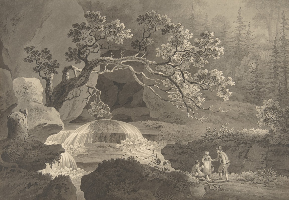 Wilhelm Friedrich Gmelin - Landscape with Waterfall