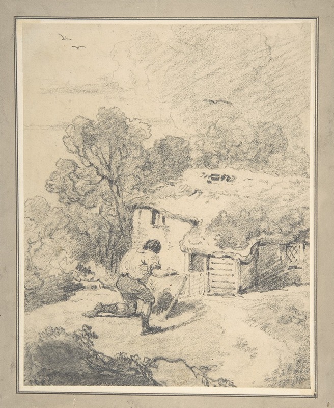 George Morland - Landscape with Figure