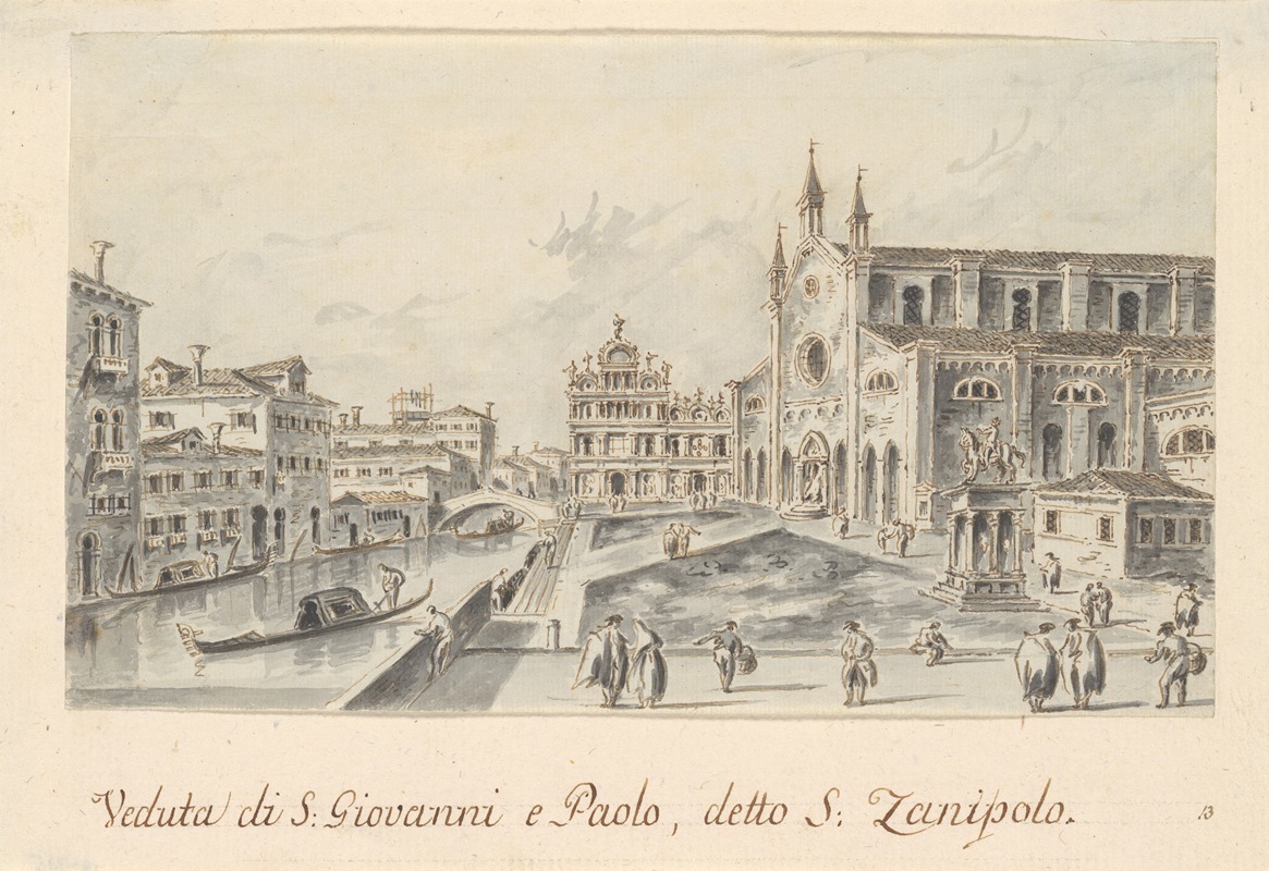 Giacomo Guardi - Campo Santi Giovanni e Paolo, Looking Toward the Scuola di San Marco