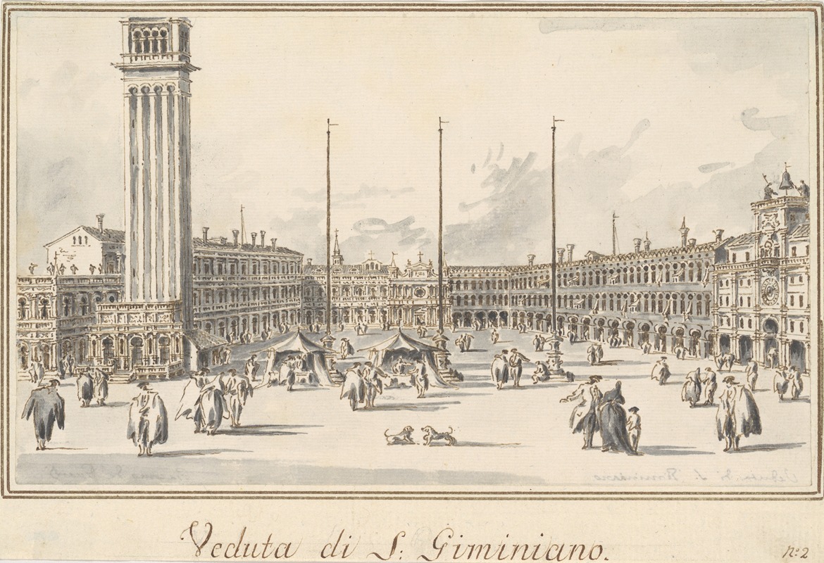 Giacomo Guardi - Piazza San Marco, Looking toward the Church of San Gemignano
