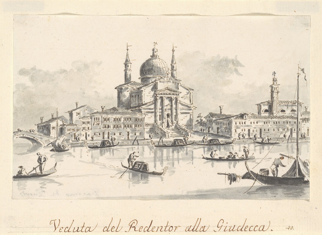 Giacomo Guardi - The Church of the Redentore from the Giudecca Canal