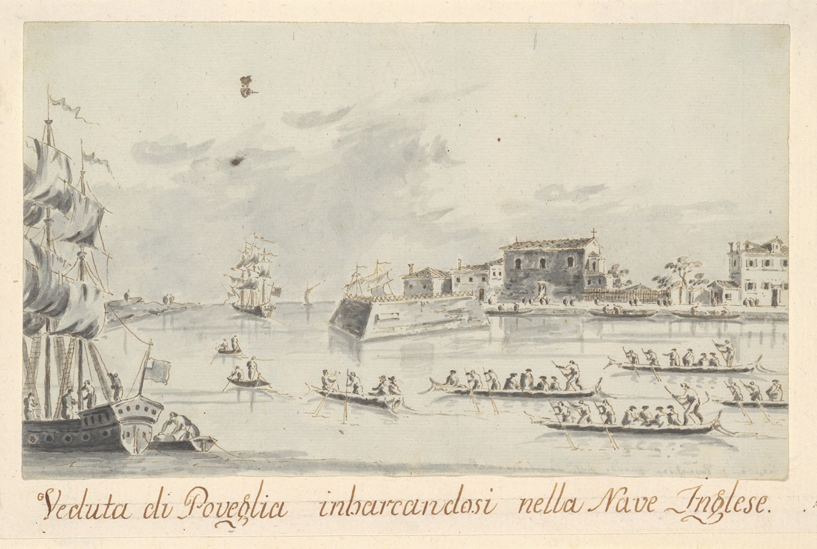 Giacomo Guardi - The Island of Povegila, with British Naval Officers Embarking