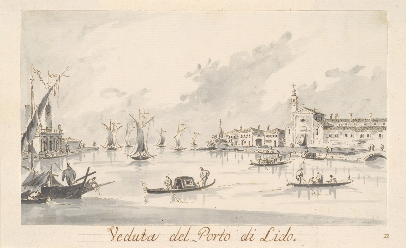 Giacomo Guardi - The Porto di Lido, with the Fortezza Sant’Andrea on the Left