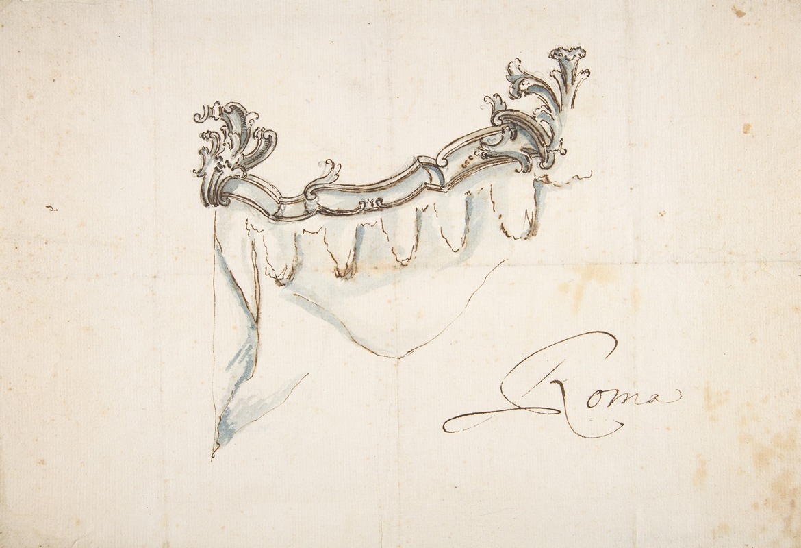 Giovanni Battista Natali III - Design for a Crest with Drapery (the Upper Part of a Canopy or Window Treatment)