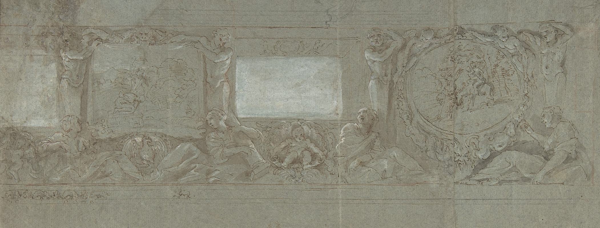 Giovanni Lanfranco - Design for a Wall Decoration with the Sacrifice of Abraham and the Flight into Egypt