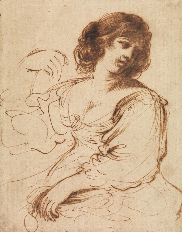 Guercino - A Seated Young Woman Looking Over Her Shoulder