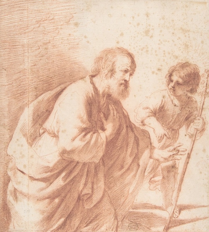 Guercino - Saint Joseph Seen with his Flowering Staff, which is Held by the Christ Child