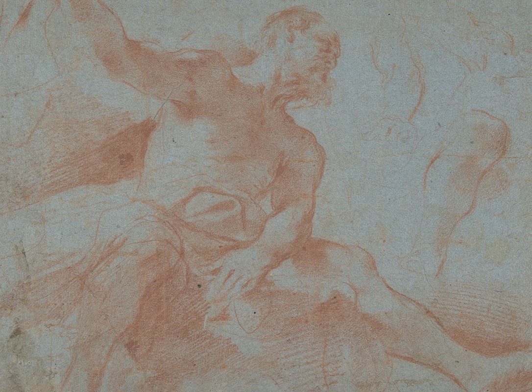 Guercino - Seated Old Man with Right Arm Upraised (Tithonus)
