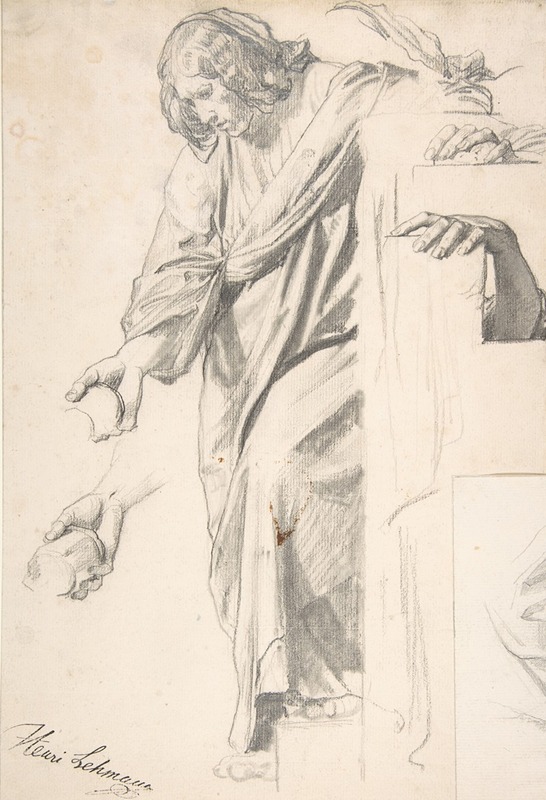 Henri Lehmann - Standing Draped Female Figure