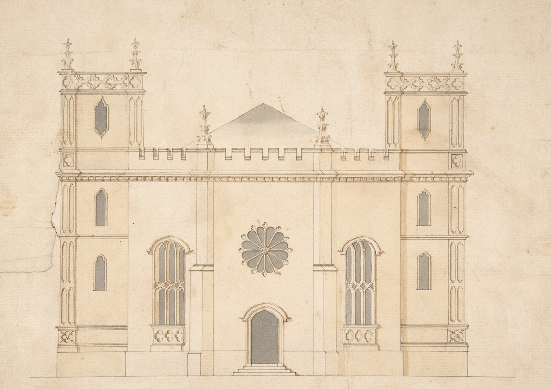 Henry Keene - Facade of a Gothic Revival Church