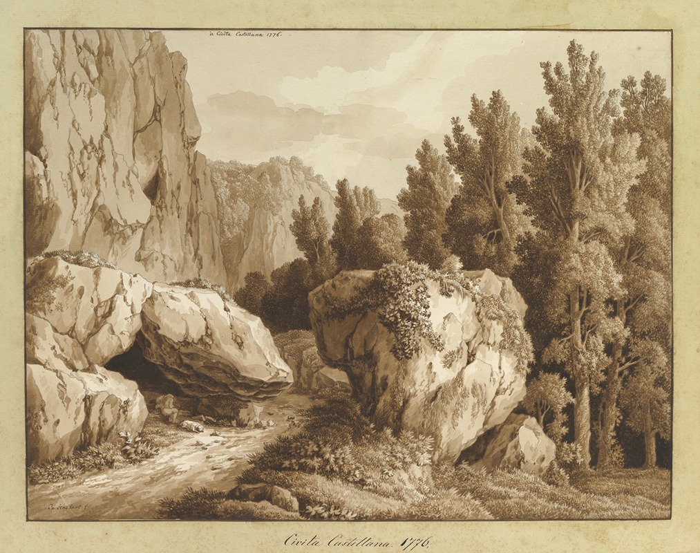 Jakob Philipp Hackert - A Rocky Landscape at Civita Castellana