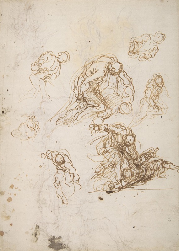 Jacopo Palma il Giovane - Studies for Cain Slaying Abel