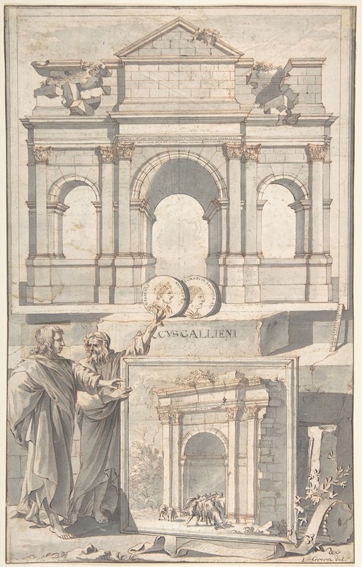 Jan Goeree - A Reconstruction of the Arch of Gallienus (above) and a View of the Ruins (below)