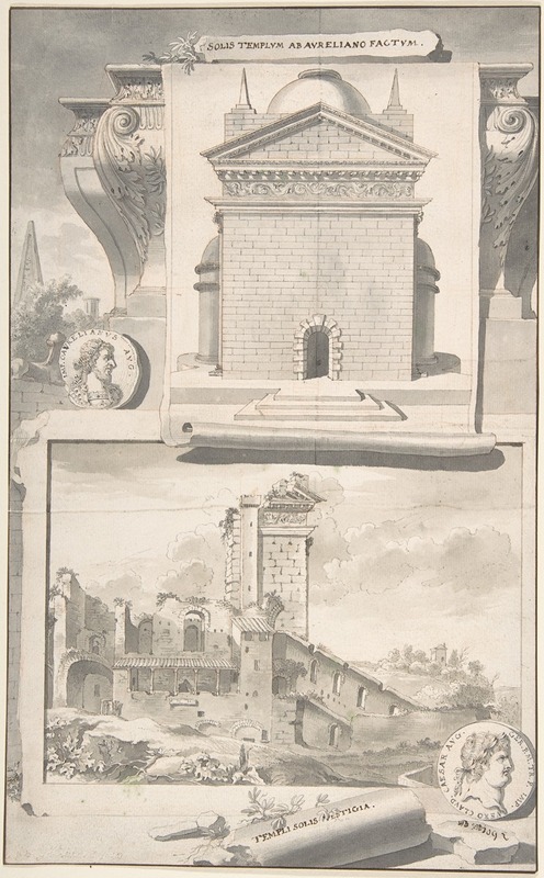 Jan Goeree - A Reconstruction of the Aurelian Temple of the Sun (above) and a View of the Ruins (below)