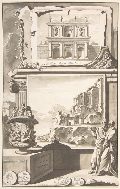 Jan Goeree - A Reconstruction of the Castellum Aquiae Martiae (above) and a View of the Ruins (below)