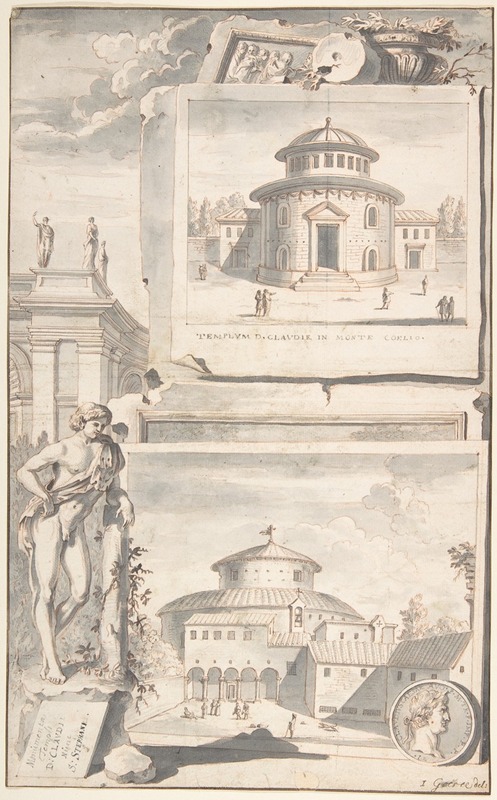 Jan Goeree - A Reconstruction of the Temple of Divus Claudius in Monte Coelio (above) and a View of the Ruins (below)