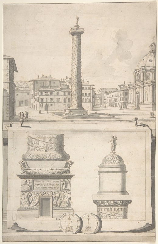 Jan Goeree - A View of the Column of Trajan (above) with Details (below)