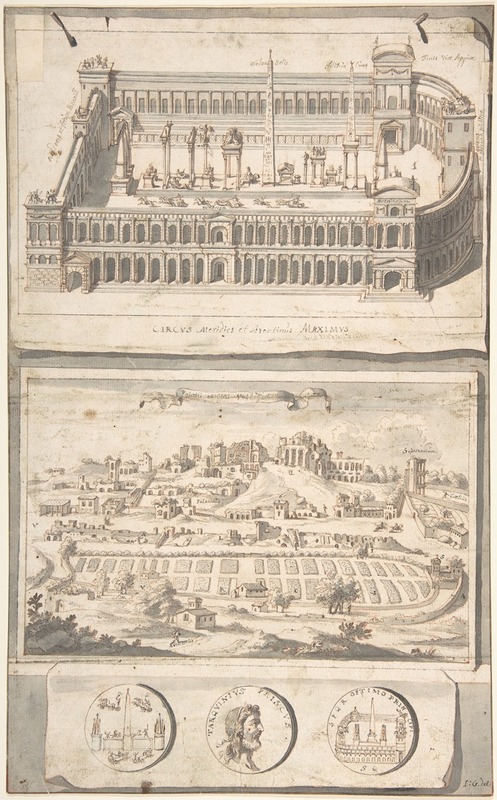 Jan Goeree - Reconstruction of the Circus Maximus (above) and a View of the Site (below)