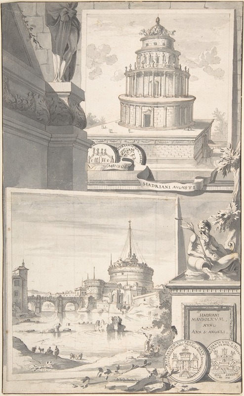 Jan Goeree - Reconstruction of the Mausoleum of Hadrian (above) and a View of the Castel S. Angelo (below)