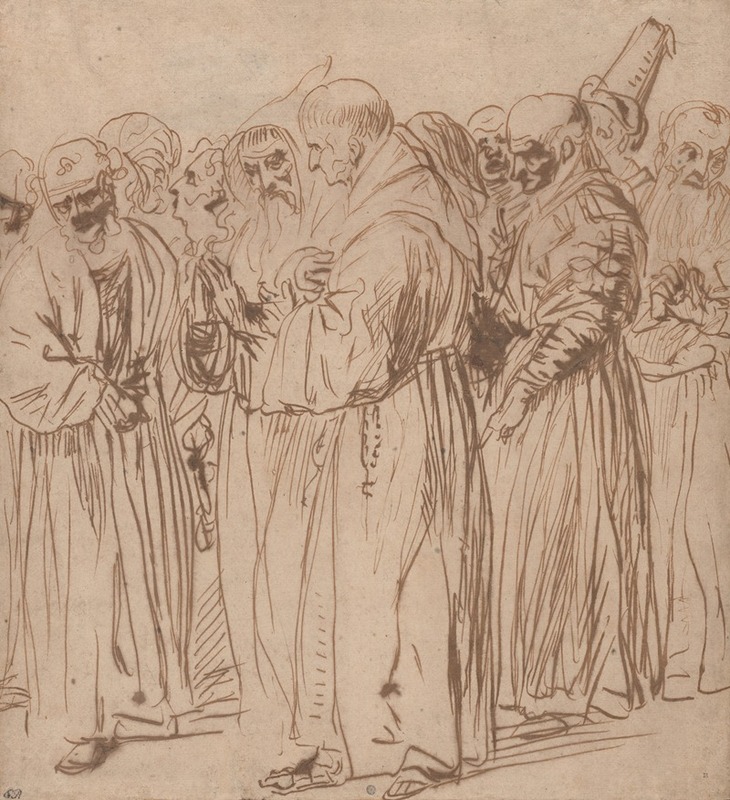 Jan Lievens - A Group of Standing Monks and other Figures