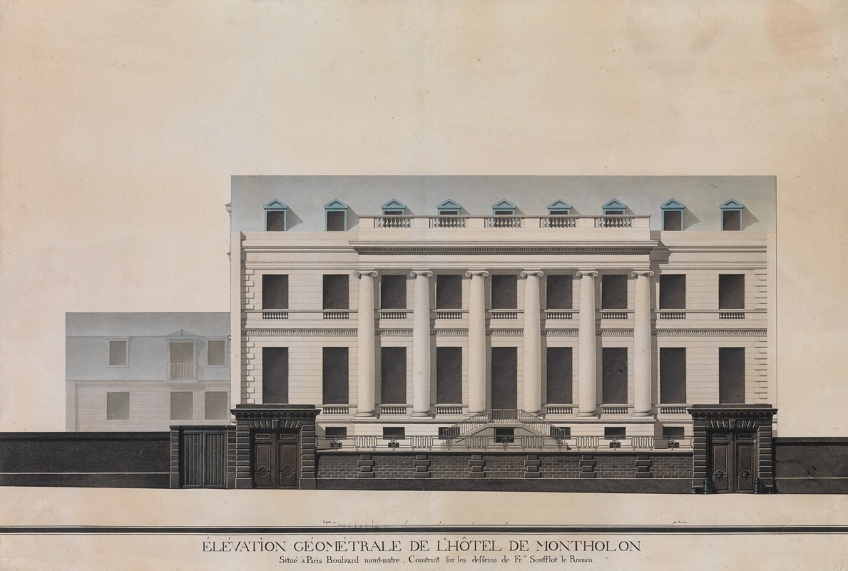 Jean Jacques Lequeu - Elevation of the Facade of the Hôtel de Montholon, Paris