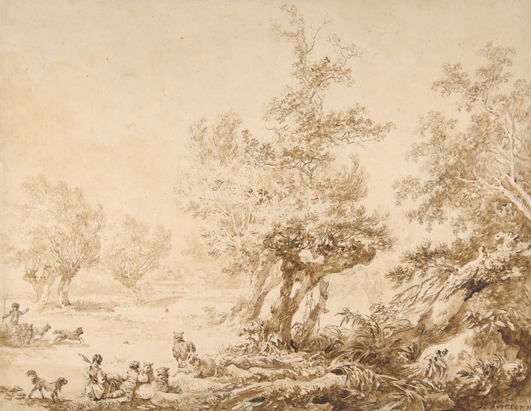 Jean-Baptiste Le Prince - Shepherd with His Flock in a Clearing
