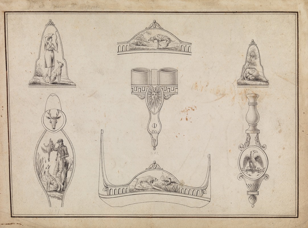 Jean-Francois Lucas - Drawing with Seven Designs for Firearms Ornament