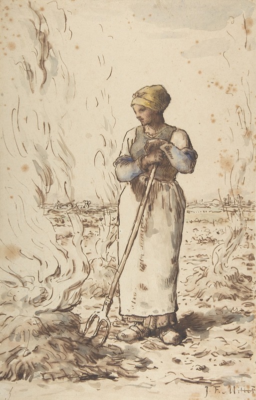 Jean-François Millet - A Woman Burning Weeds
