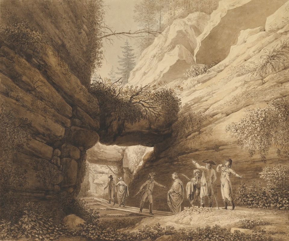 Johann Moritz Gottfried Jentzsch - Travelers at the Rock Arch in the Limestone Mountains of the River Elbe