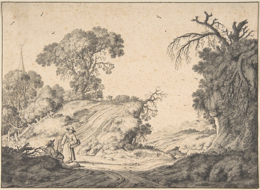 Johannes Goedaert - Peasant Couple in an Extensive Landscape