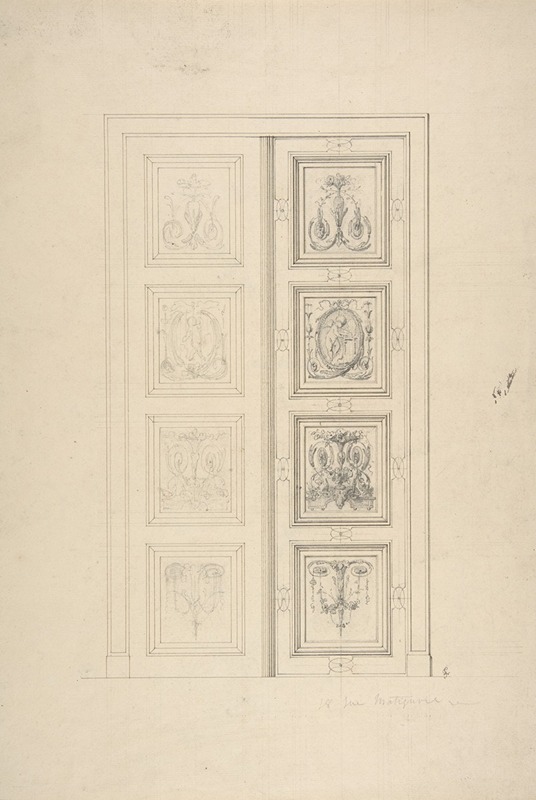 Jules-Edmond-Charles Lachaise - Design for double doors in a house at 18 rue Matignon
